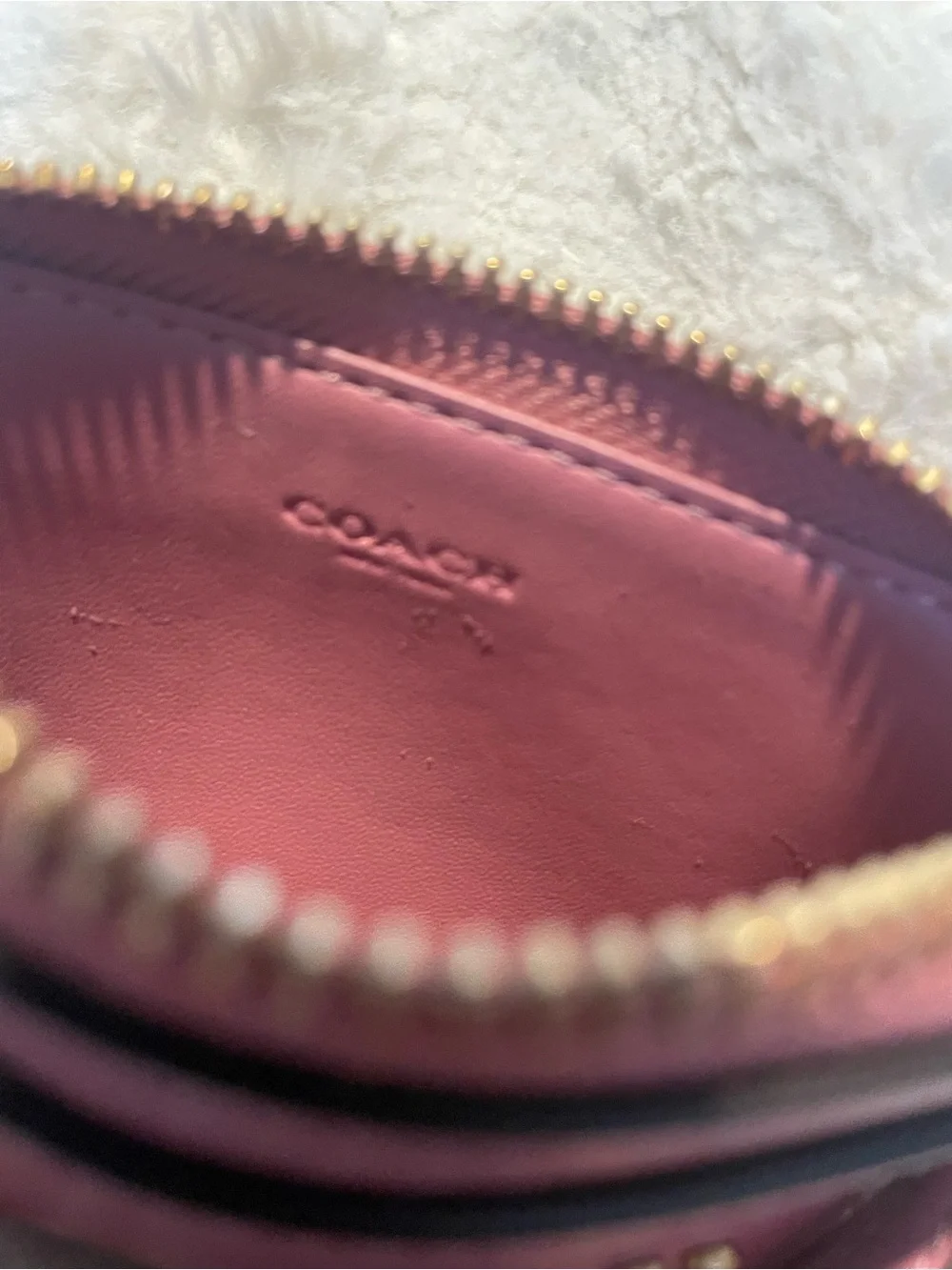 Coach Pink Leather Zip Wallet with Gold Chain